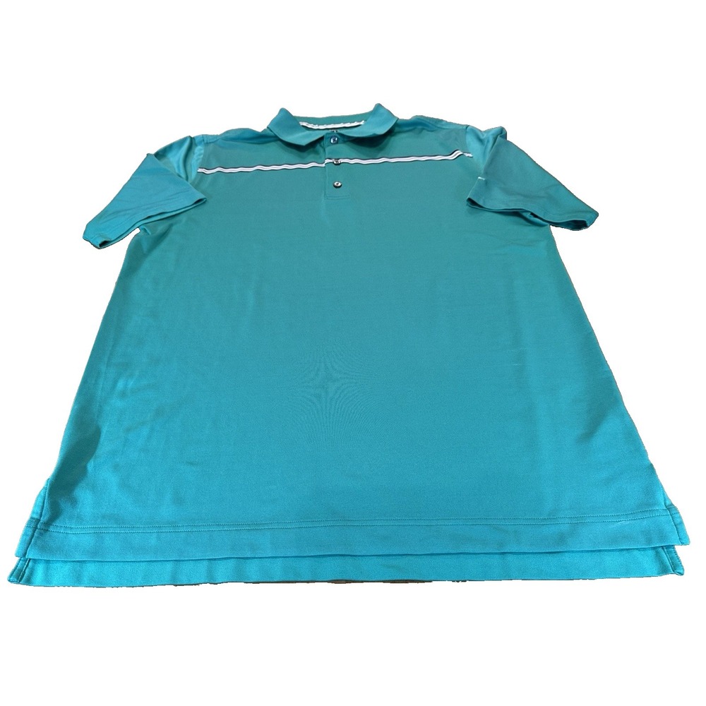 FootJoy Polo Shirt Mens Teal Green Striped Chest ProDry Golf Performance‎ Size L